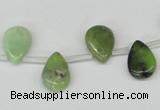 CAU42 10*14mm top-drilled flat teardrop australia chrysoprase beads