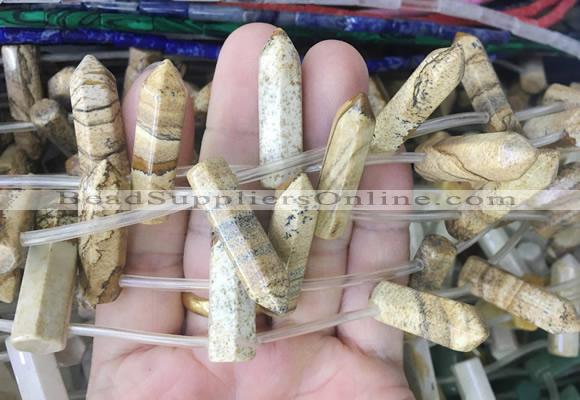 CBBS102 15 inches 8*30mm - 8*32mm hexahedral prism picture jasper beads