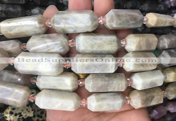 CBBS27 15 inches 11*25mm - 14*28mm hexahedral prism moonstone beads