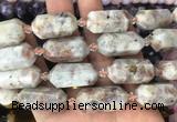 CBBS28 15 inches 11*25mm - 14*28mm hexahedral prism sunstone beads