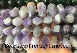 CBBS30 15 inches 12*25mm - 14*28mm hexahedral prism amethyst beads