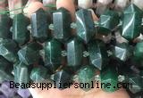 CBBS34 15 inches 12*25mm - 14*28mm hexahedral prism green jasper beads