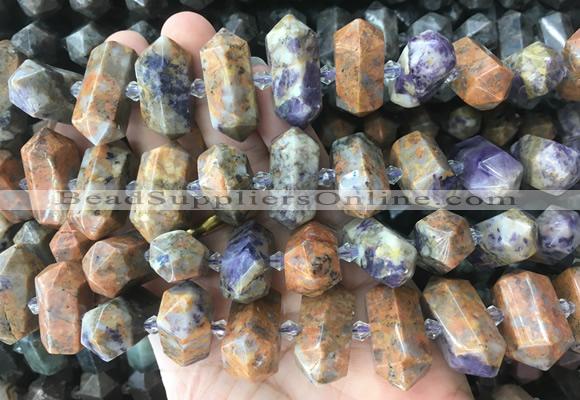 CBBS36 15 inches 12*25mm - 14*28mm hexahedral prism charoite beads