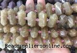 CBBS42 15 inches 12*25mm - 14*28mm hexahedral prism quartz beads