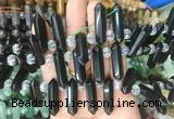 CBBS63 15 inches 8*30mm - 9*33mm hexahedral prism black agate beads