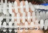 CBBS68 15 inches 8*30mm - 9*33mm hexahedral prism white crystal beads