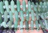 CBBS69 15 inches 8*30mm - 9*33mm hexahedral prism green aventurine beads