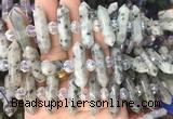 CBBS81 15 inches 8*30mm - 9*33mm hexahedral prism kiwi jasper beads