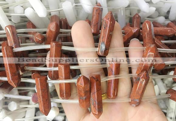 CBBS95 15 inches 8*30mm - 8*32mm hexahedral prism red jasper beads