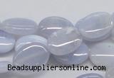 CBC10 15.5 inches 13*18mm oval blue chalcedony beads wholesale