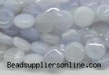 CBC11 15.5 inches 10mm flat round blue chalcedony beads wholesale