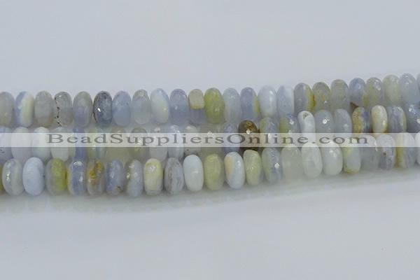 CBC468 15.5 inches 8*14mm faceted rondelle blue chalcedony beads