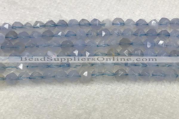 CBC740 15.5 inches 6mm faceted nuggets blue chalcedony beads