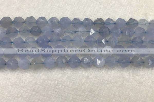 CBC741 15.5 inches 8mm faceted nuggets blue chalcedony beads