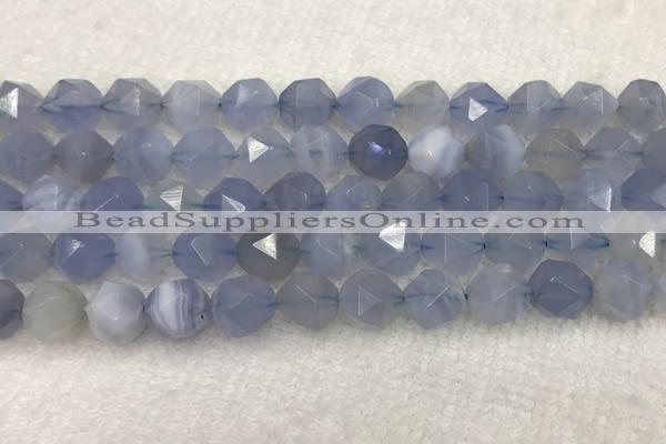 CBC742 15.5 inches 10mm faceted nuggets blue chalcedony beads