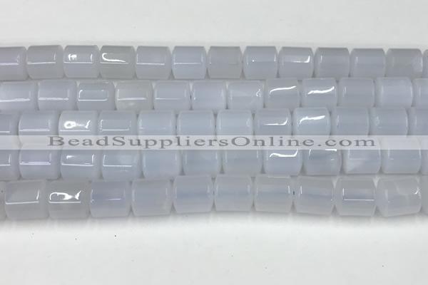 CBC822 15.5 inches 10*11mm tube blue chalcedony gemstone beads