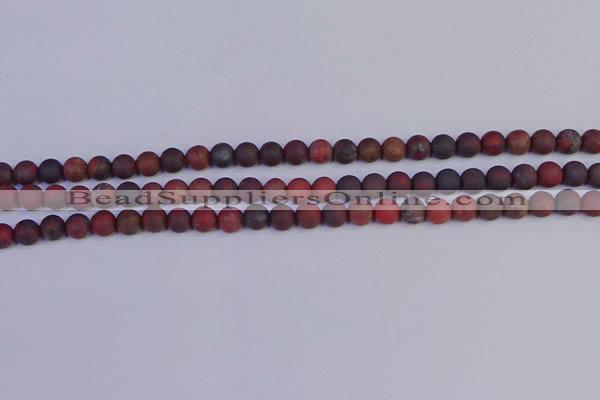 CBD361 15.5 inches 6mm round matte poppy jasper beads wholesale