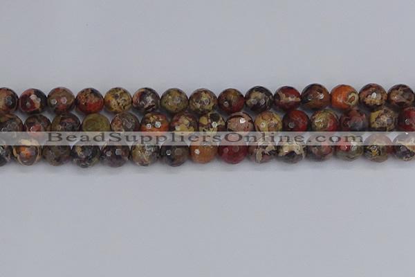 CBD371 15.5 inches 10mm faceted round brecciated jasper beads