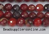 CBD376 15.5 inches 6mm faceted round poppy jasper beads