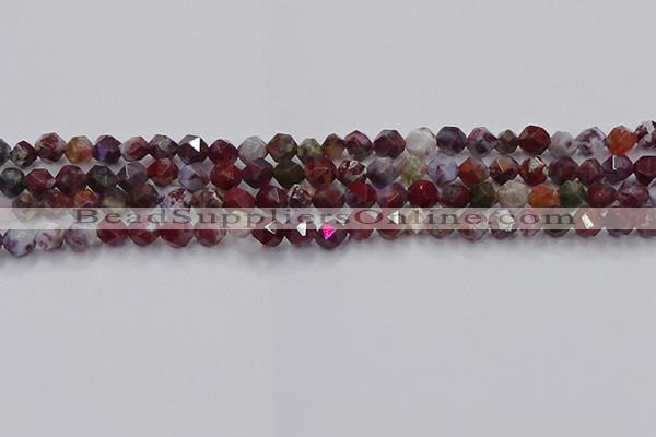 CBD383 15.5 inches 6mm faceted nuggets brecciated jasper beads