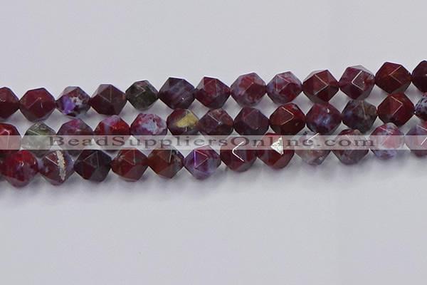 CBD386 15.5 inches 12mm faceted nuggets brecciated jasper beads