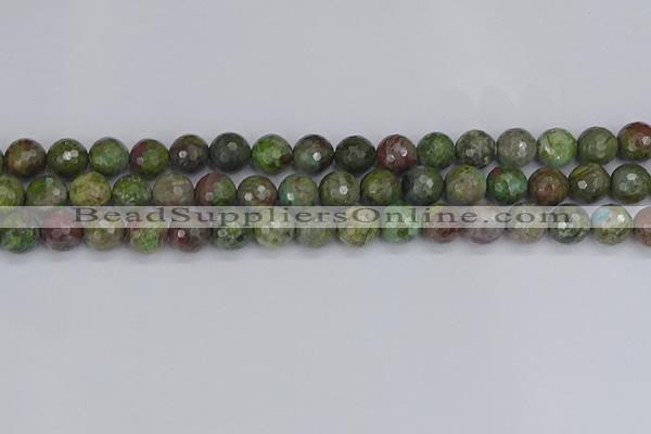 CBG103 15.5 inches 10mm faceted round bronze green gemstone beads