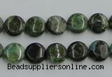 CBG12 15.5 inches 8mm flat round bronze green gemstone beads