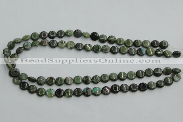 CBG12 15.5 inches 8mm flat round bronze green gemstone beads