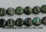 CBG14 15.5 inches 10mm flat round bronze green gemstone beads