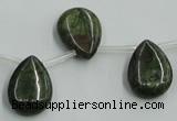 CBG21 13*18mm top-drilled flat teardrop bronze green gemstone beads