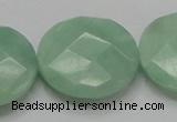 CBJ40 15.5 inches 30mm faceted flat round jade beads wholesale