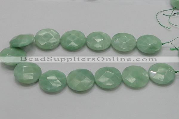 CBJ40 15.5 inches 30mm faceted flat round jade beads wholesale