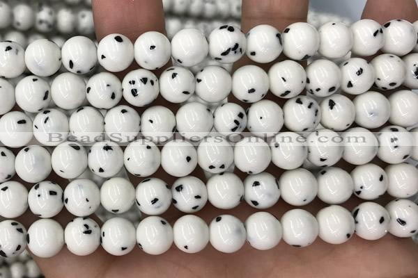 CBJ747 15.5 inches 8mm round dalmatian jade gemstone beads wholesale