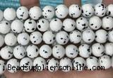 CBJ749 15.5 inches 12mm dalmatian round jade gemstone beads wholesale