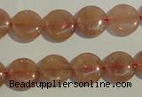 CBQ16 15.5 inches 12mm flat round strawberry quartz beads wholesale