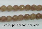 CBQ212 15.5 inches 8mm faceted round strawberry quartz beads