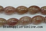 CBQ226 15.5 inches 10*14mm rice strawberry quartz beads