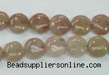 CBQ235 15.5 inches 10mm flat round strawberry quartz beads