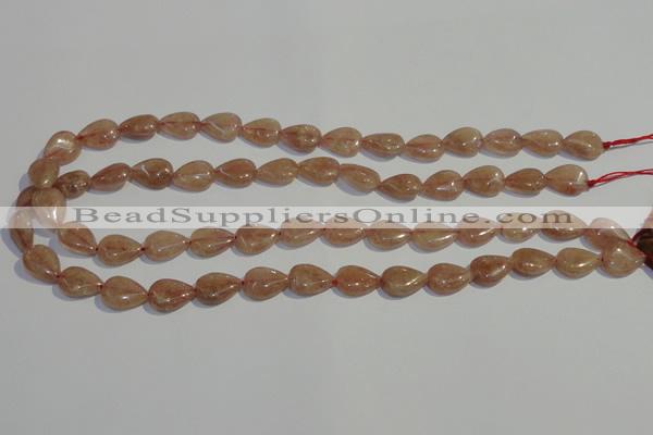 CBQ25 15.5 inches 10*14mm flat teardrop strawberry quartz beads