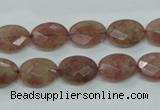 CBQ252 15.5 inches 10*14mm faceted oval strawberry quartz beads