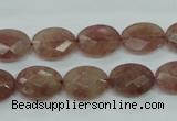 CBQ253 15.5 inches 12*16mm faceted oval strawberry quartz beads