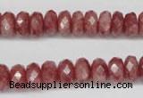 CBQ265 15.5 inches 5*10mm faceted rondelle strawberry quartz beads