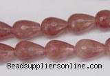 CBQ269 15.5 inches 10*15mm faceted teardrop strawberry quartz beads