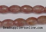 CBQ271 15.5 inches 10*14mm faceted rice strawberry quartz beads