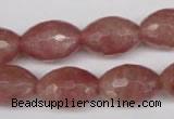 CBQ272 15.5 inches 12*18mm faceted rice strawberry quartz beads