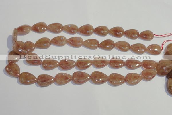 CBQ28 15.5 inches 15*20mm flat teardrop strawberry quartz beads