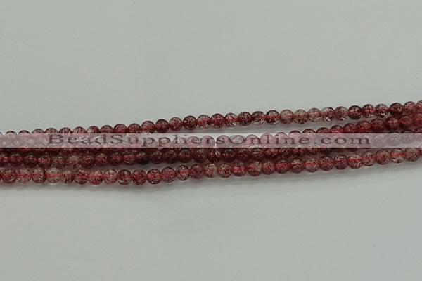 CBQ310 15.5 inches 4mm round natural strawberry quartz beads