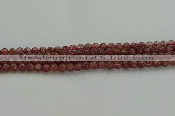 CBQ311 15.5 inches 6mm round natural strawberry quartz beads