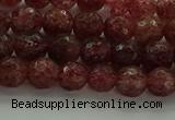 CBQ331 15.5 inches 6mm faceted round strawberry quartz beads