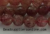 CBQ332 15.5 inches 8mm faceted round strawberry quartz beads